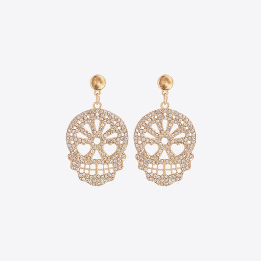 Skull Rhinestone Alloy Earrings Curiously Vulgar